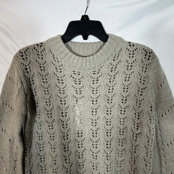REVOLVE English Factory Eyelet Fuzzy Wool Knit Sweater. Gray. Size Small NWT - Picture 5 of 16